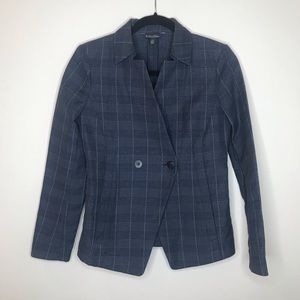 Navy blue plaid blazer jacket